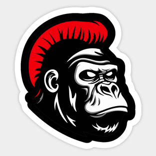 Gorilla With Red Mohawk Silhouette Design Sticker